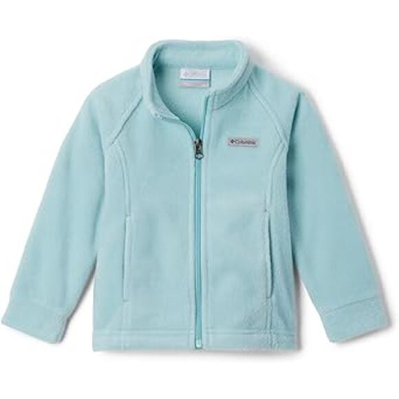 Columbia Jacket Girls SZ 4T Benton Springs Fleece Light Blue Full Zip Mock Neck - Picture 2 of 7